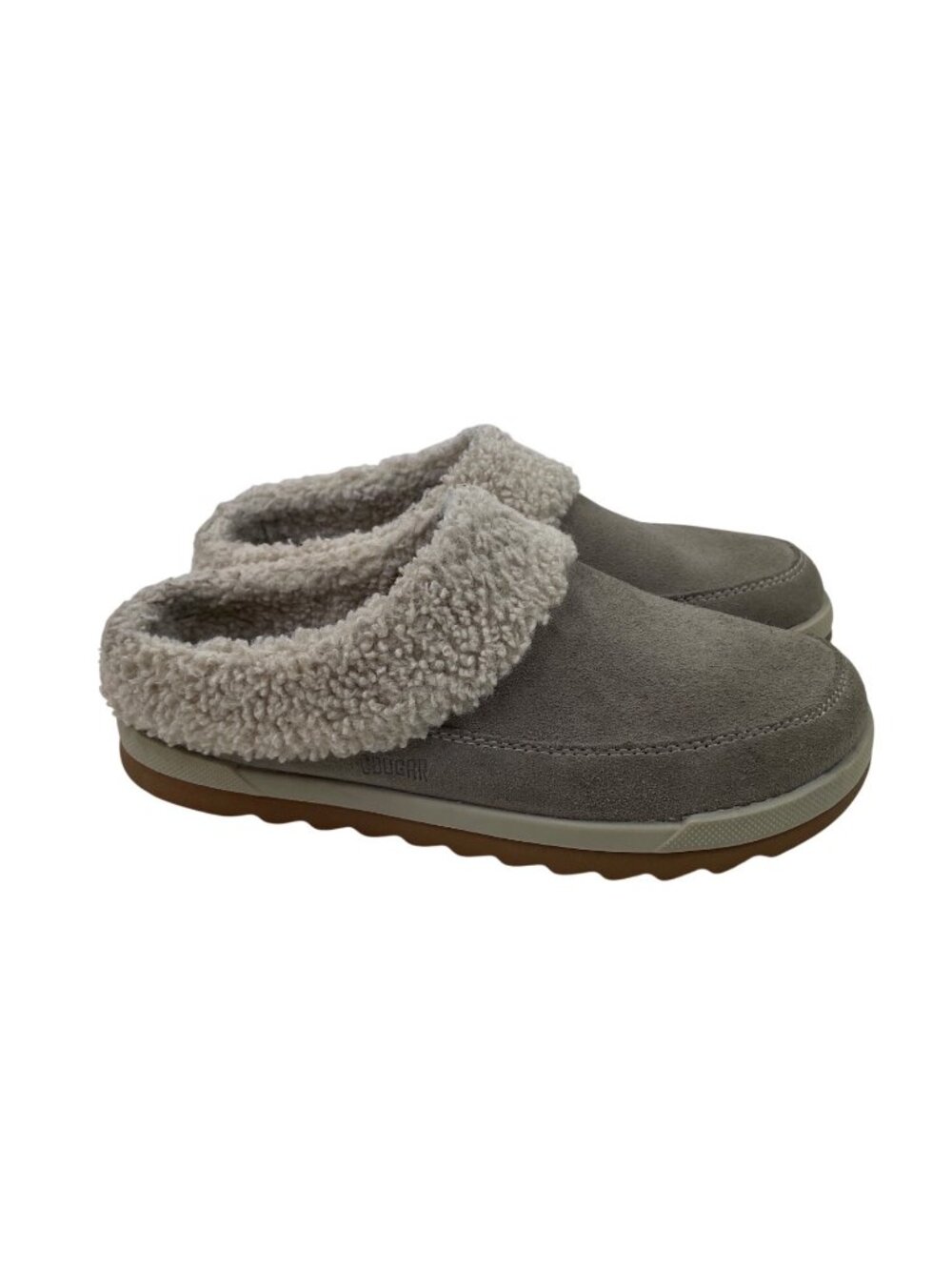 Cougar Liliana Slippers Gray Suede Sherpa Lined Womens Size 8 - Picture 2 of 9